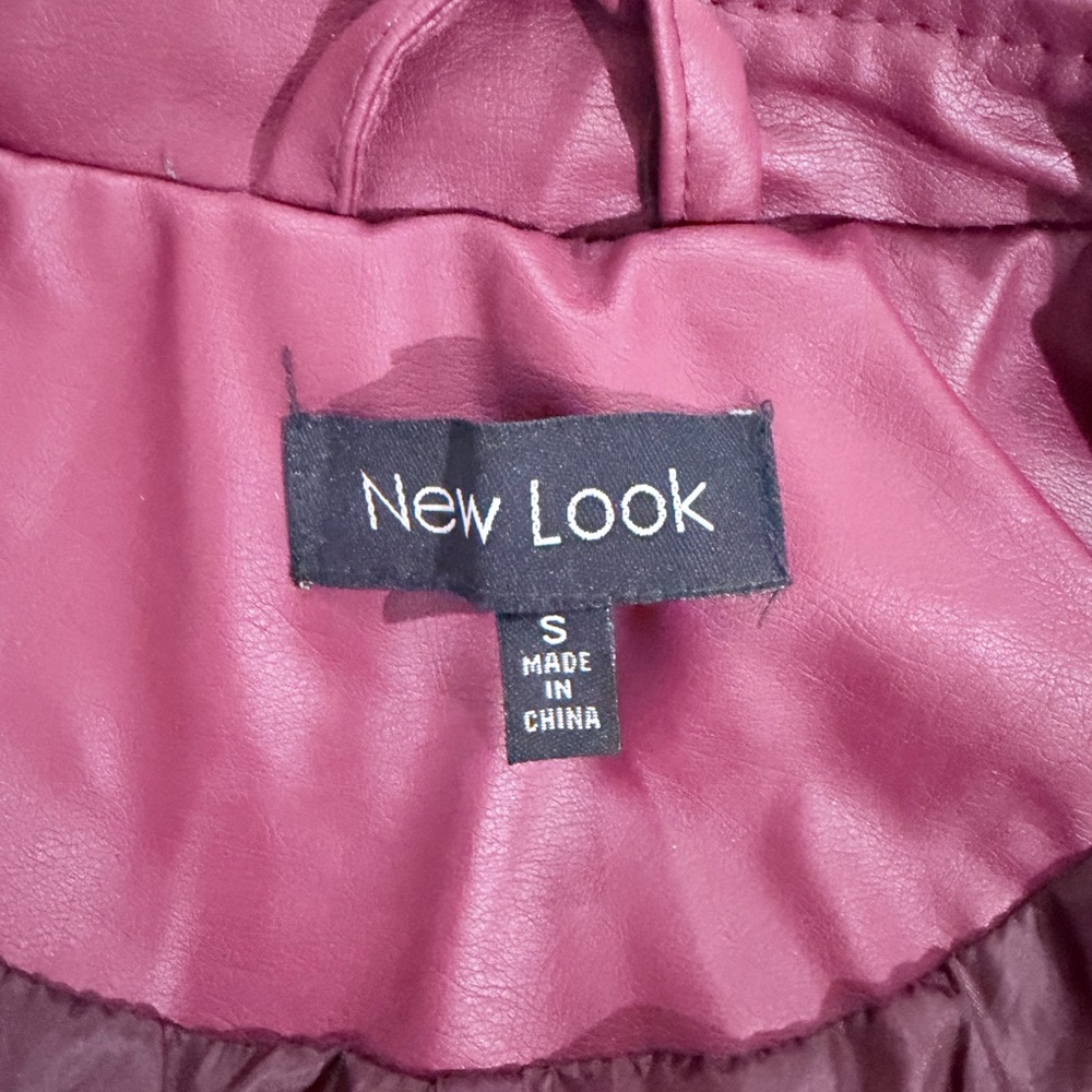 New Look Wine Faux Leather Zip Moto Jacket - Picture 6 of 6